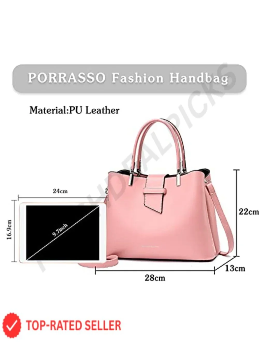 PU Leather Satchel Tote Handbag with Detachable Shoulder Strap